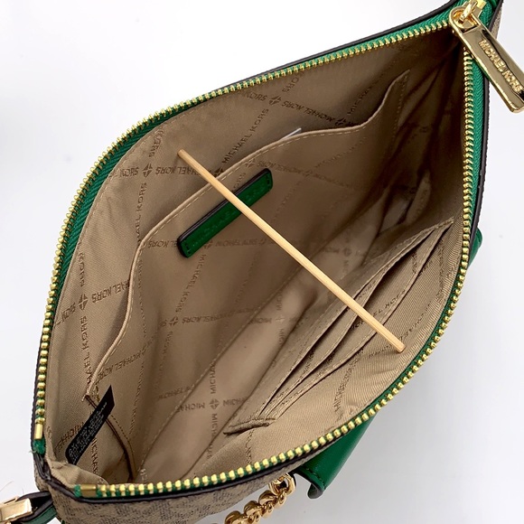 Michael Kors Jet Set LG 2 in 1 card case wristlet Wallet PALMETTO GREEN SIGNATUR - Picture 14 of 16